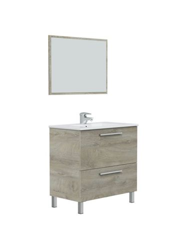 Mueble de baño Luis 1 cajón 1 puerta con espejo, sin lavabo, Color Alaska marrón UNIQUE - Vs venta-stock - Modalova