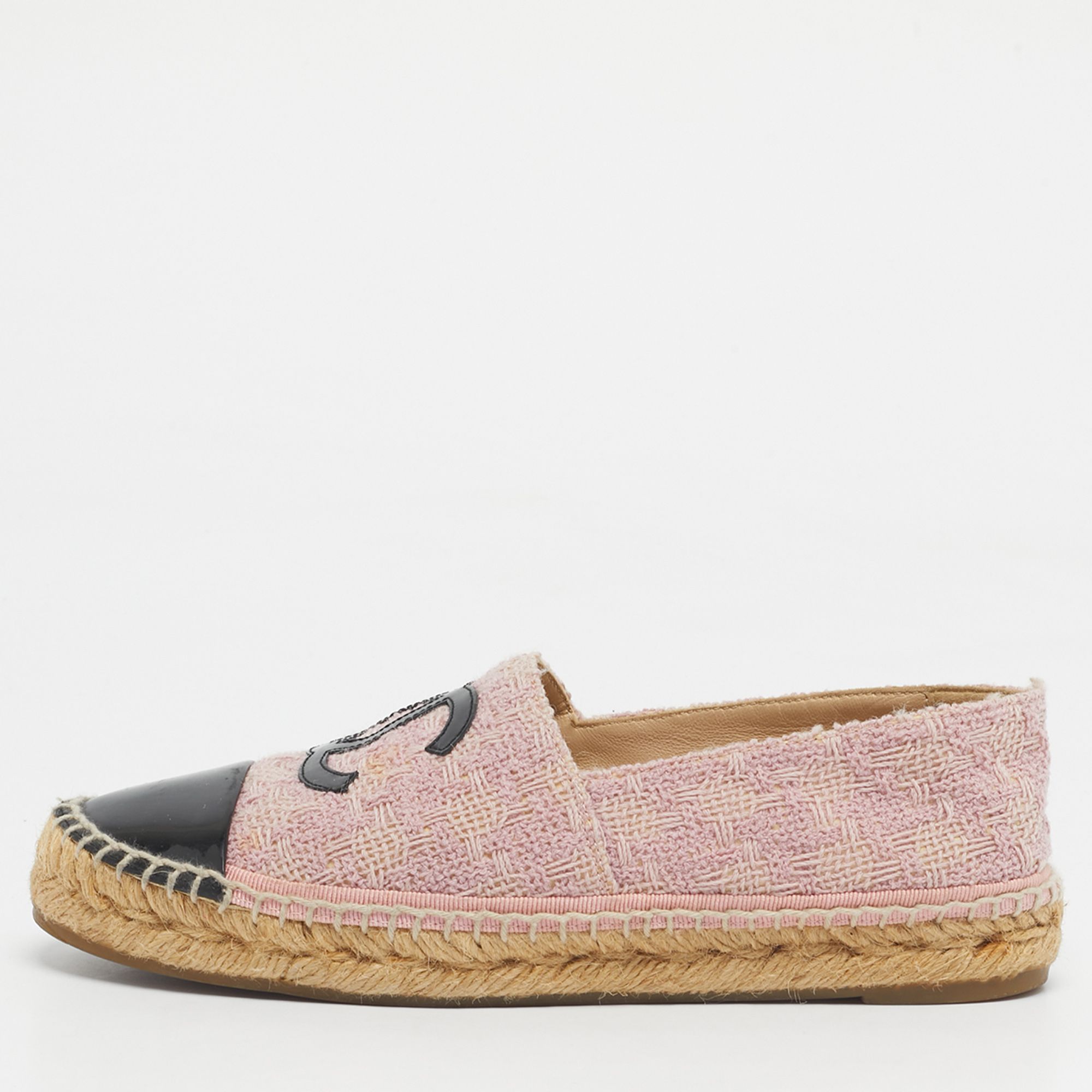 Black Tweed and Patent CC Cap Toe Espadrilles Size 37 - Chanel - Modalova
