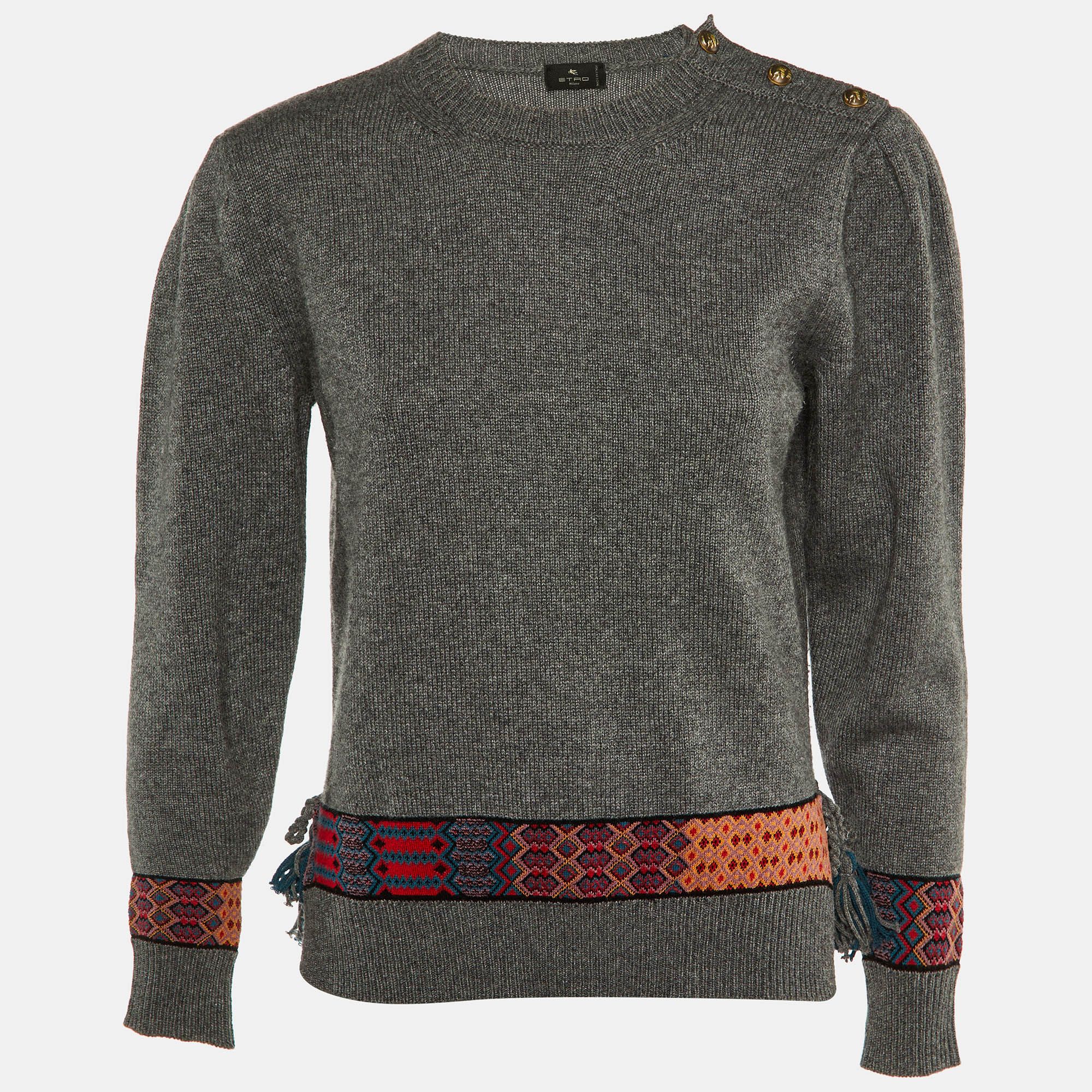 Wool Knit Pattern Detail Sweater S - Etro - Modalova