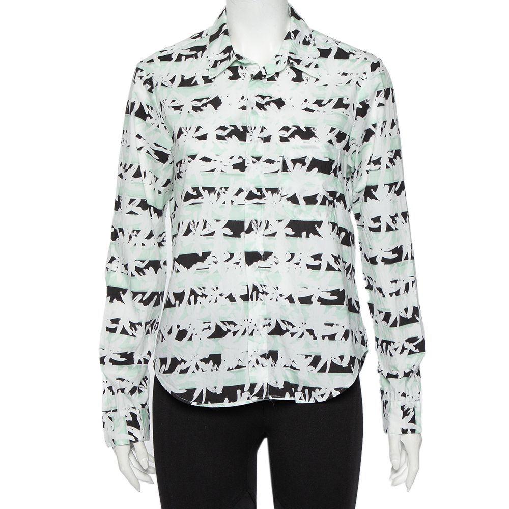Palm Tree Printed Cotton Button Front Shirt M - Kenzo - Modalova