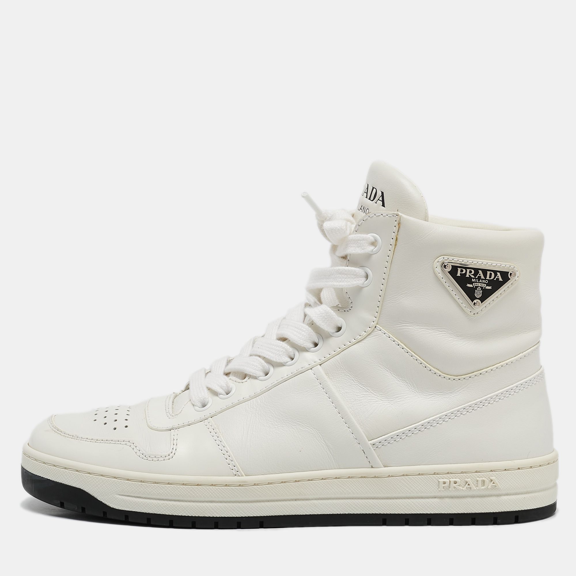 Leather New Avenue High Top Sneakers Size 38 - Prada - Modalova