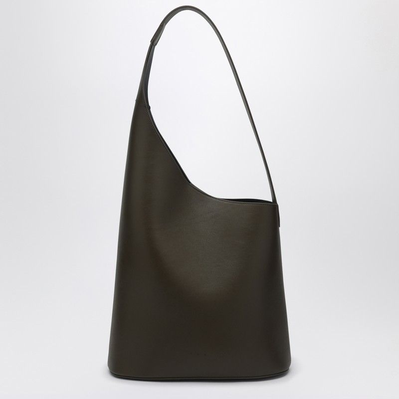 Kaki leather Lune Tote bag - AESTHER EKME - Modalova
