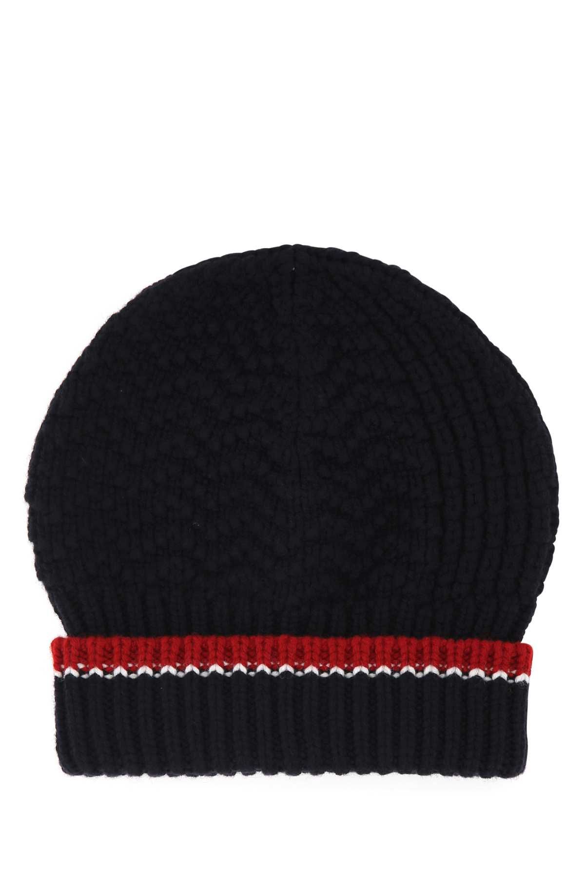 Navy Blue Wool Beanie Hat - Thom Browne - Modalova