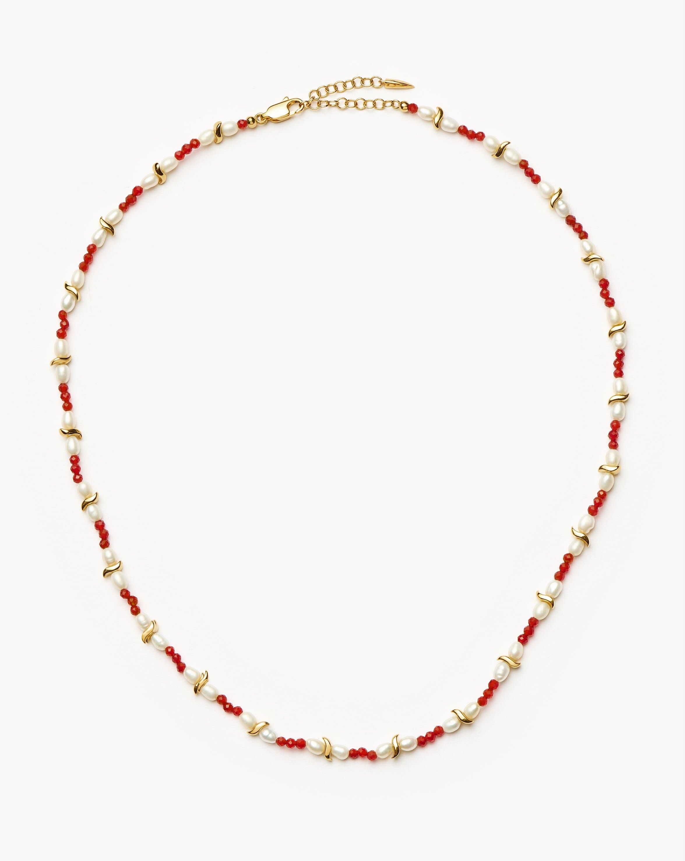 Savi Seed Pearl Beaded Necklace | Red Quartz & Pearl - Missoma - Modalova