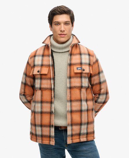Men's Wool Miller Overshirt Orange / Roderick Check Orange - Size: XL - Superdry - Modalova