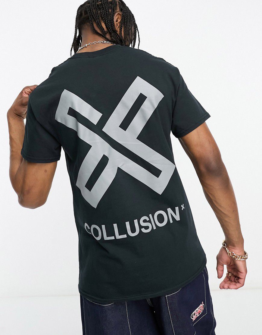 T-shirt nera con stampa del logo X - Collusion - Modalova