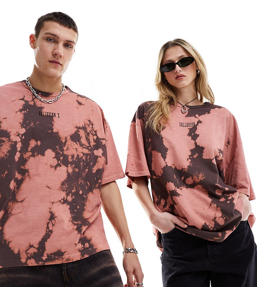 Unisex - T-shirt stile skate e marrone con laccetti - Collusion - Modalova