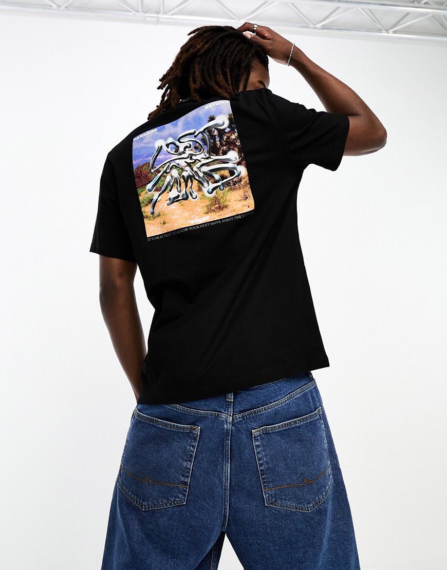 T-shirt nera con stampa "Lost Mind" sul petto e sul retro in coordinato - Coney Island Picnic - Modalova