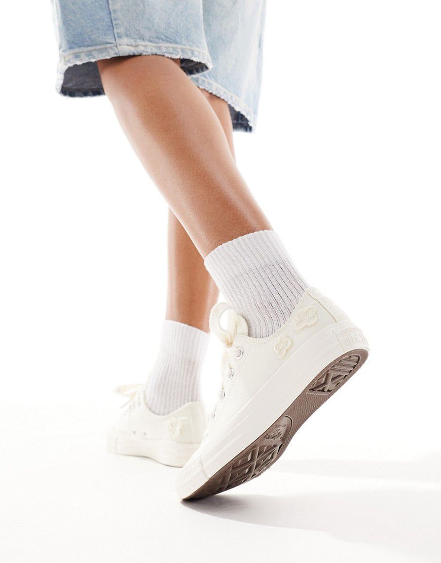 Chuck Taylor All Star Ox - Sneakers stringate crema con lacci grossi e fiori in organza - Converse - Modalova