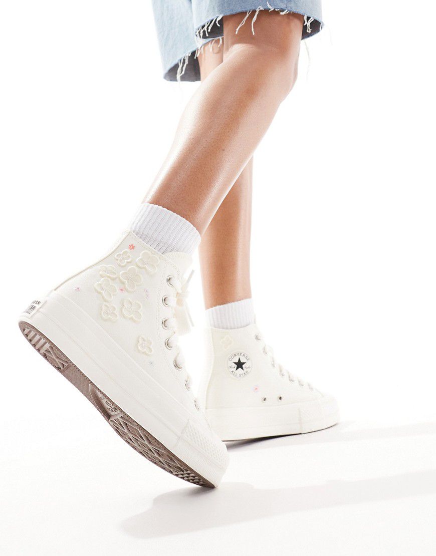Lift - Sneakers crema con suola spessa e fiori in organza - Converse - Modalova