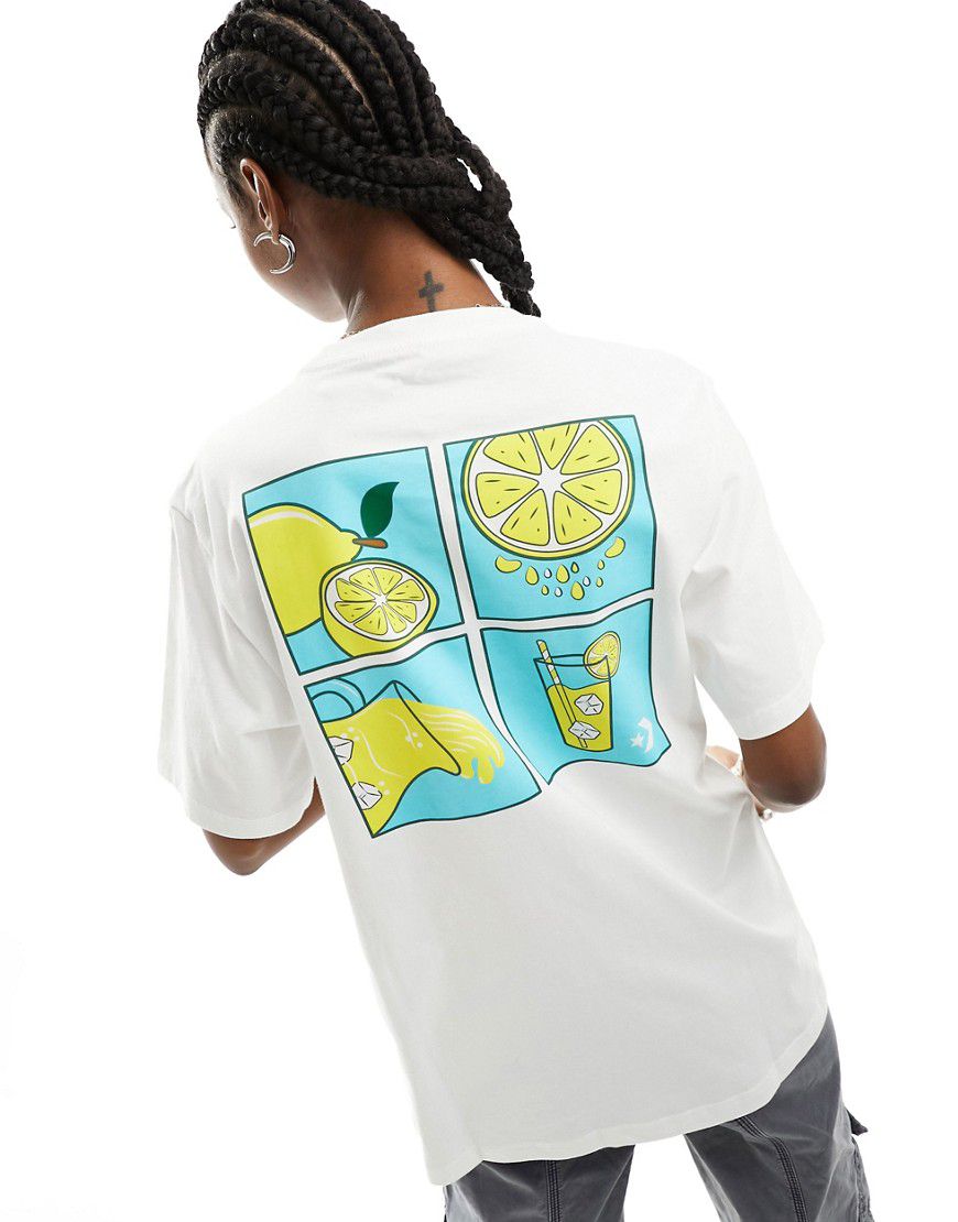 T-shirt bianca con stampa di limoni sul retro - Converse - Modalova