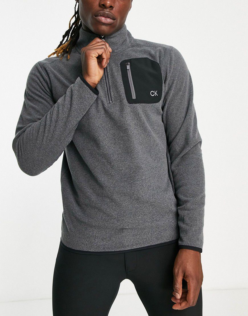 Planet - Top in pile antracite con tasca applicata e zip corta - Calvin Klein Golf - Modalova