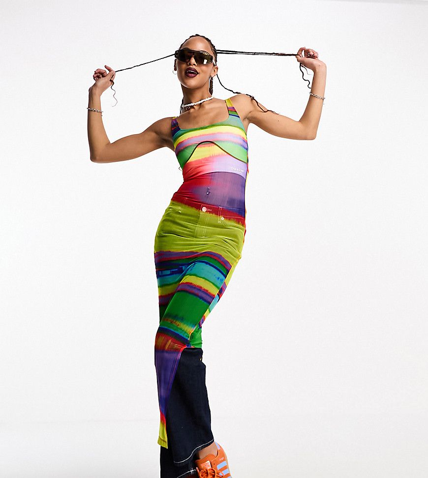 Pride - Vestito in rete con dorso a vogatore e stampa - Calvin Klein Jeans - Modalova