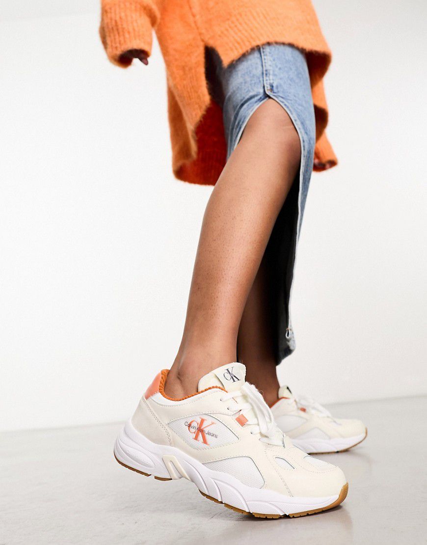 Sneakers rétro stringate bianche stile runner - Calvin Klein Jeans - Modalova