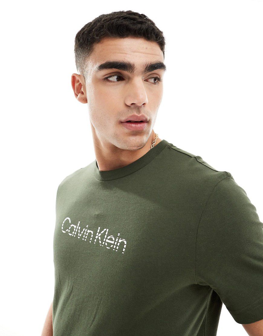 Jeans - T-shirt oliva con logo sfumato - Calvin Klein - Modalova