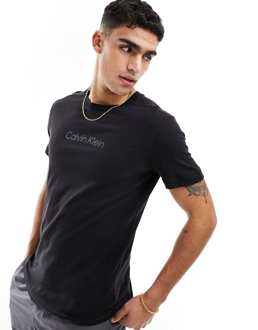 T-shirt girocollo nera con logo - Calvin Klein - Modalova