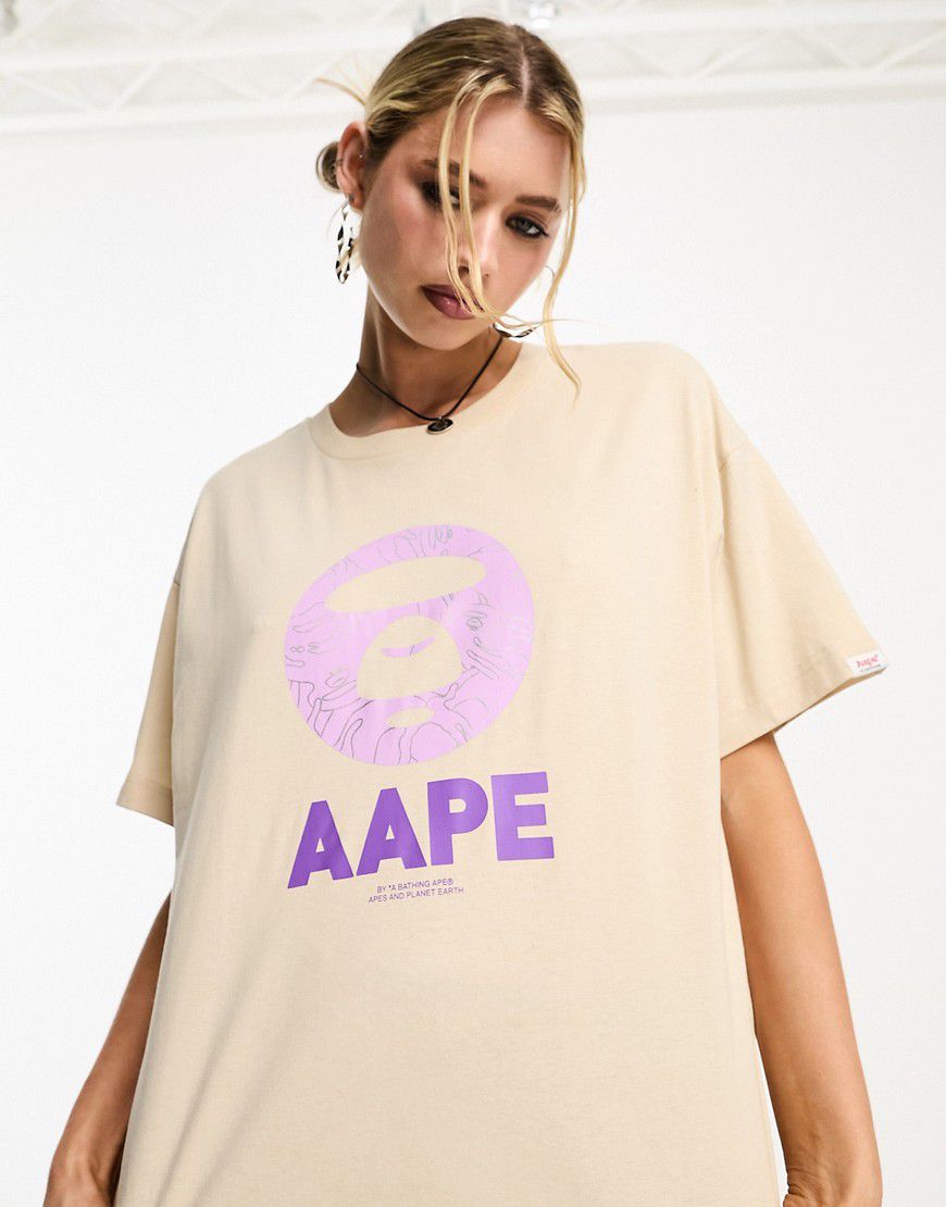 AAPE By A Bathing Ape - T-shirt beige con logo - AAPE BY A BATHING APE® - Modalova