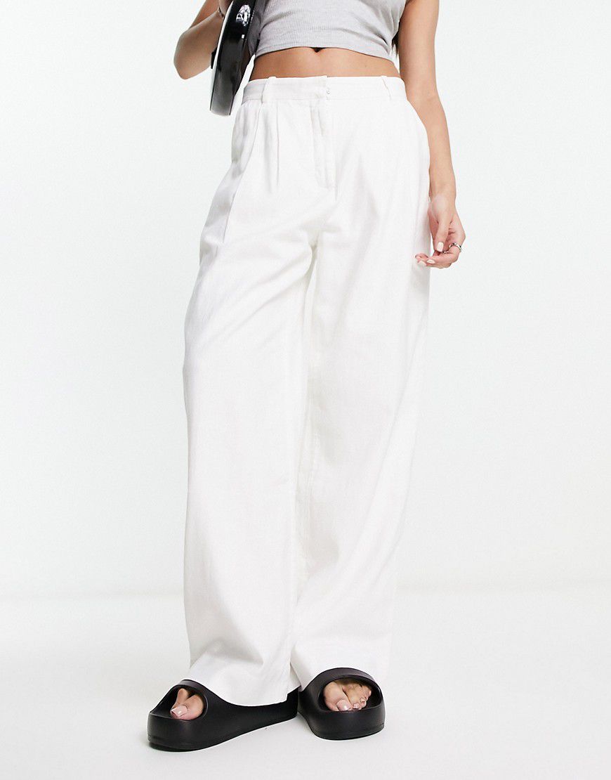 Pantaloni in misto lino bianchi - Abercrombie & Fitch - Modalova