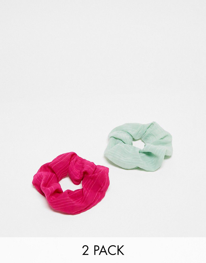Confezione da 2 elastici per capelli in tessuto stropicciato color verde/rosa - Accessorize - Modalova