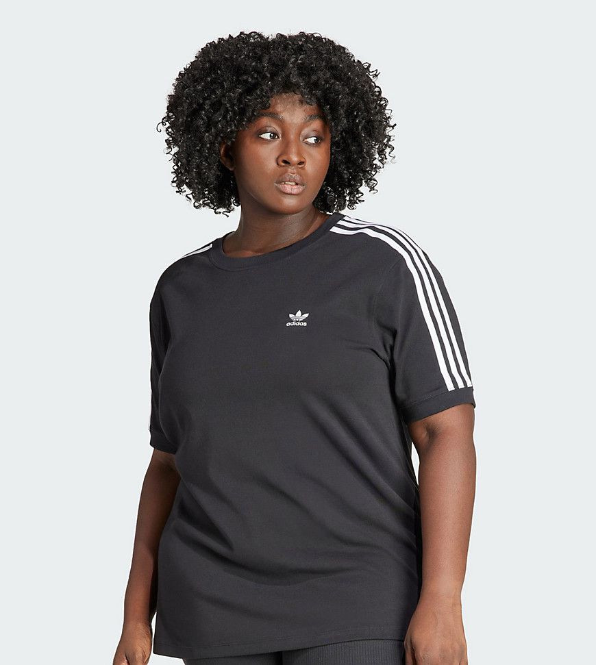 Adidas Plus - T-shirt nera con 3 strisce - adidas Originals - Modalova