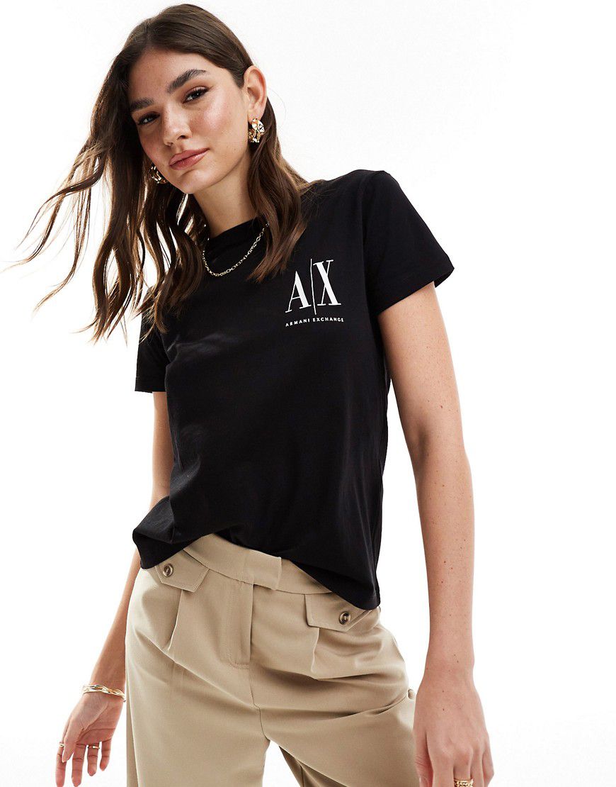 T-shirt nera vestibilità classica - Armani Exchange - Modalova