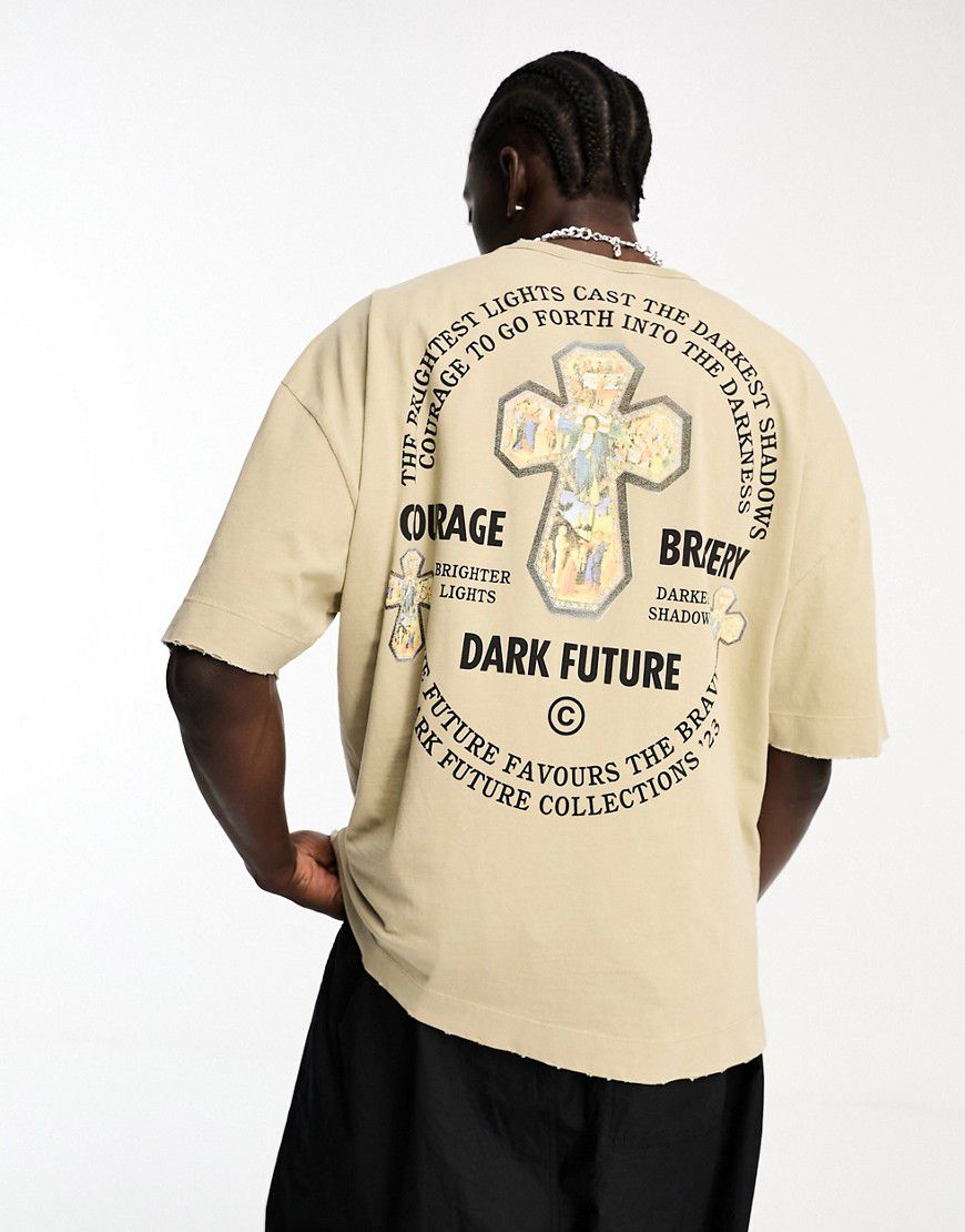 ASOS Dark Future - T-shirt oversize pesante slavato con stampa grunge sul retro - ASOS DESIGN - Modalova