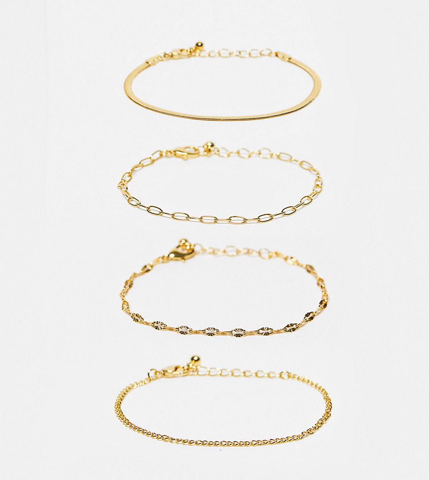 Confezione da 4 bracciali dorati placcati 14 k con catena miste - ASOS DESIGN - Modalova