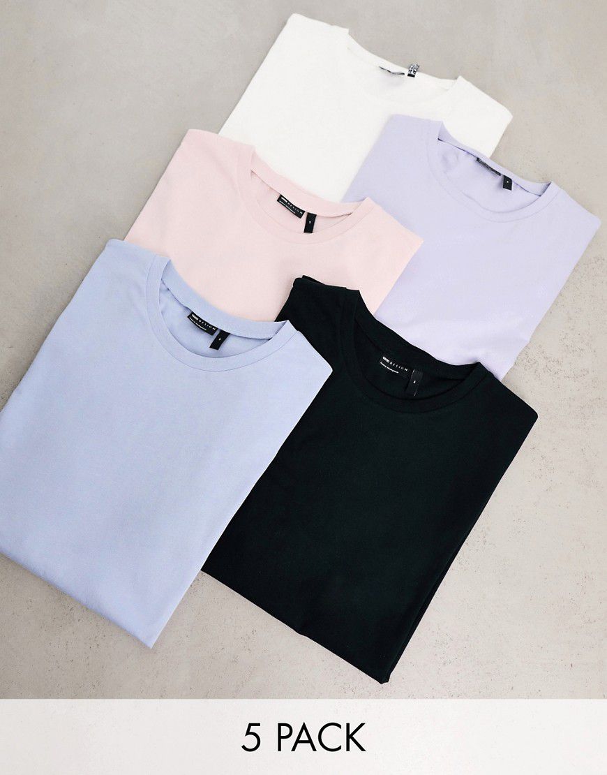Confezione da 5 T-shirt girocollo in colorazioni multiple - ASOS DESIGN - Modalova