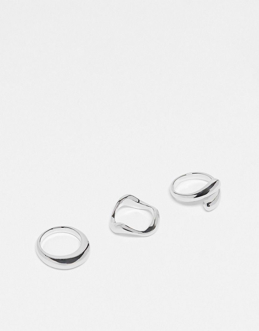 Confezione da 3 anelli con design minimal misti color - ASOS DESIGN - Modalova