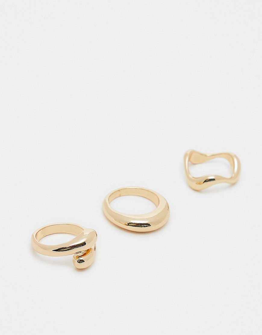 Confezione da 3 anelli con design minimal misti, colore - ASOS DESIGN - Modalova