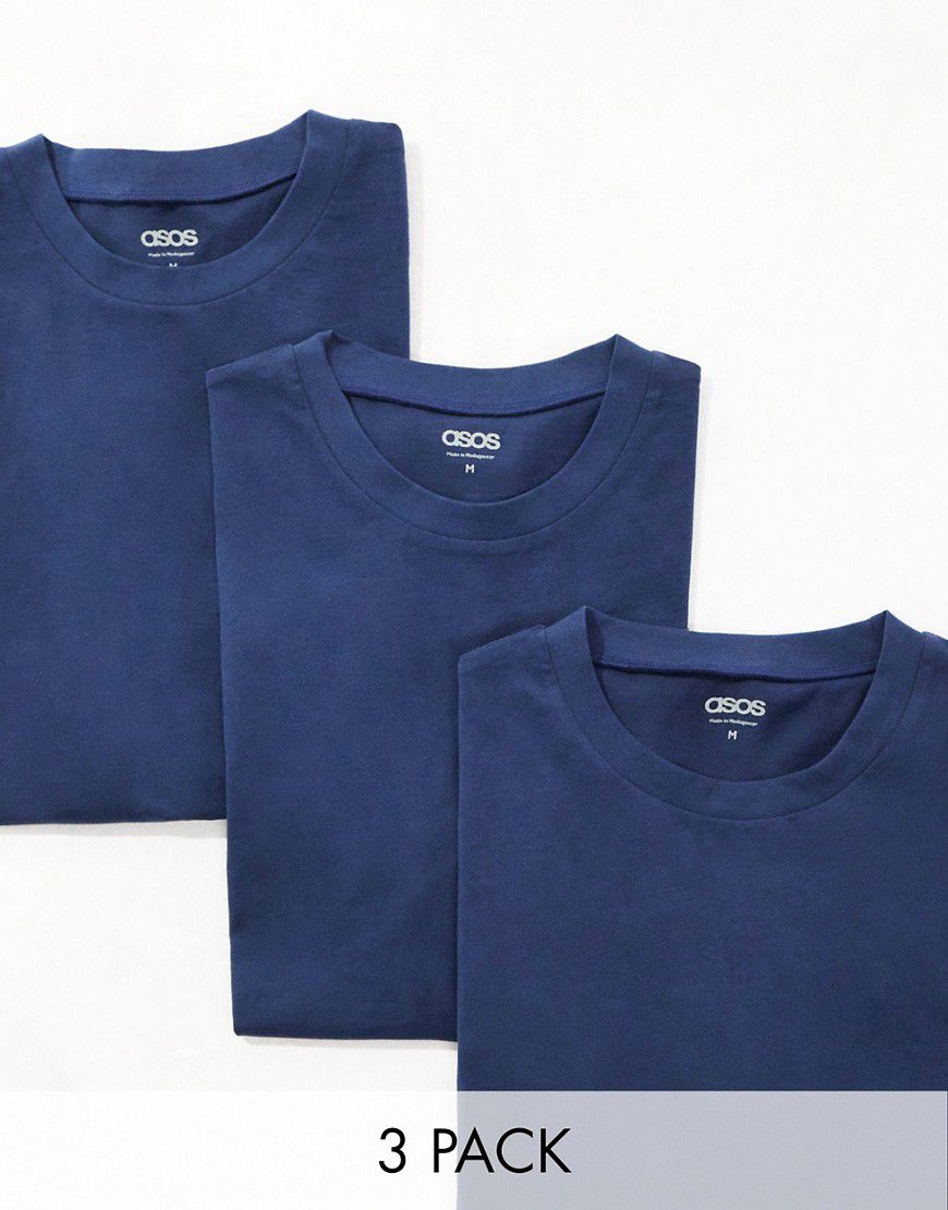 Confezione da 3 T-shirt blu navy - ASOS DESIGN - Modalova