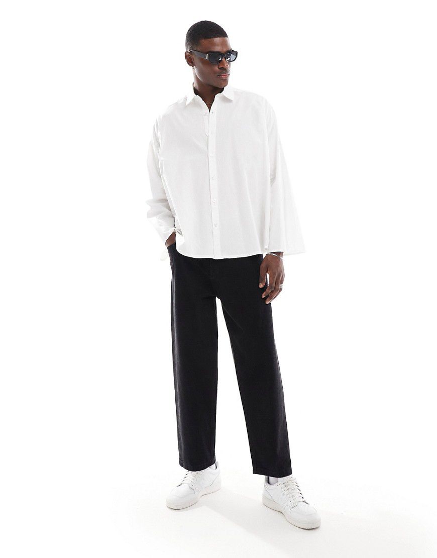Camicia comoda svasata bianca in popeline voluminosa - ASOS DESIGN - Modalova