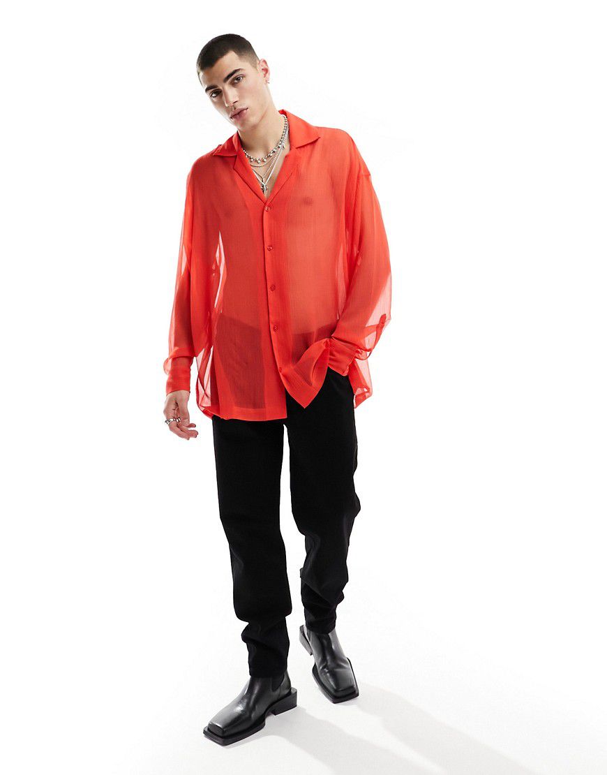 Camicia oversize trasparente rossa - ASOS DESIGN - Modalova