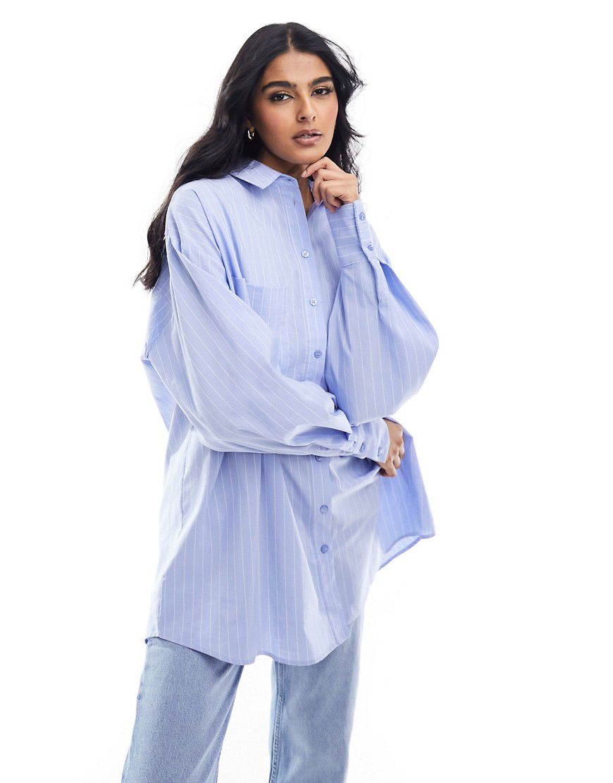 Camicia oversize blu e bianca a righe - ASOS DESIGN - Modalova
