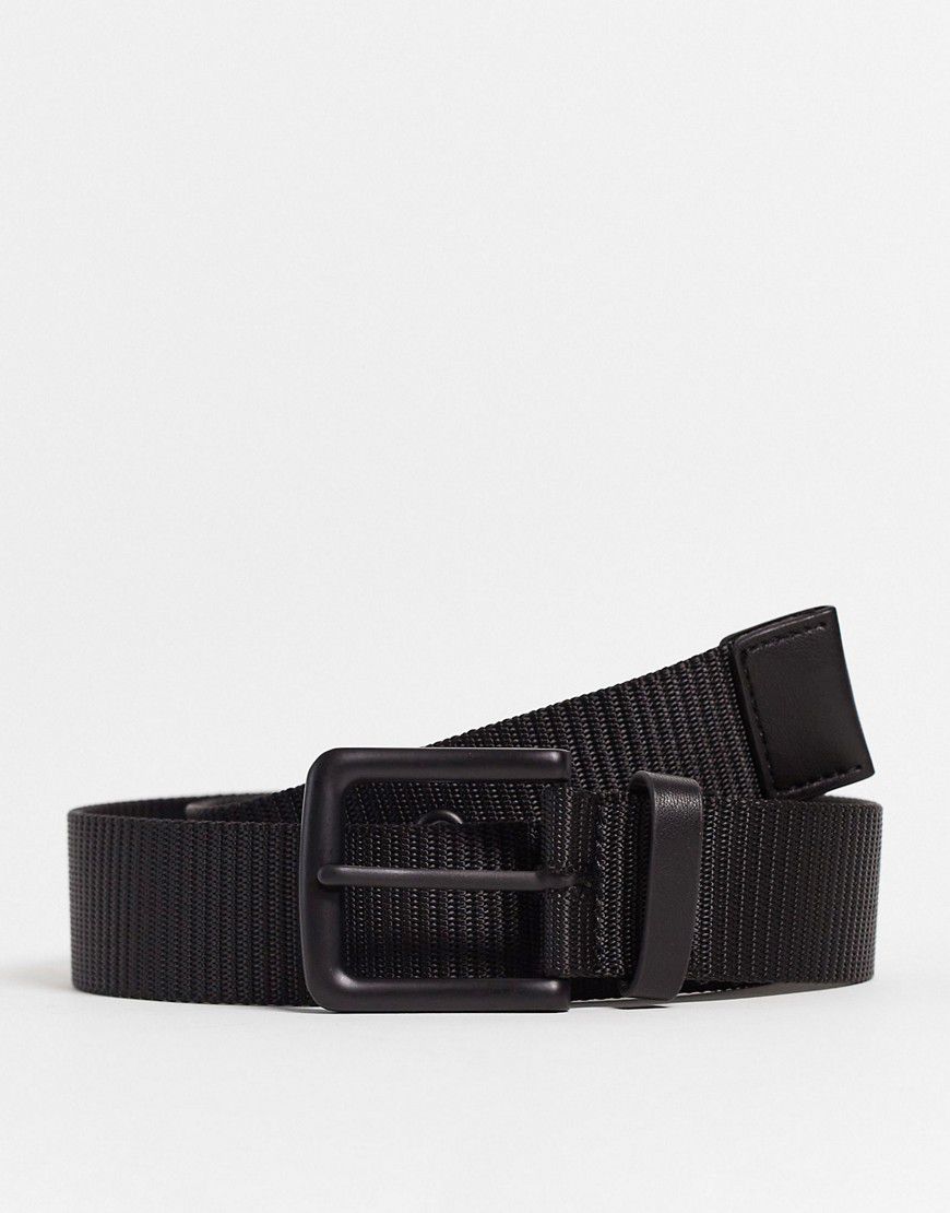 Cintura ampia in tessuto nero con dettagli neri - ASOS DESIGN - Modalova