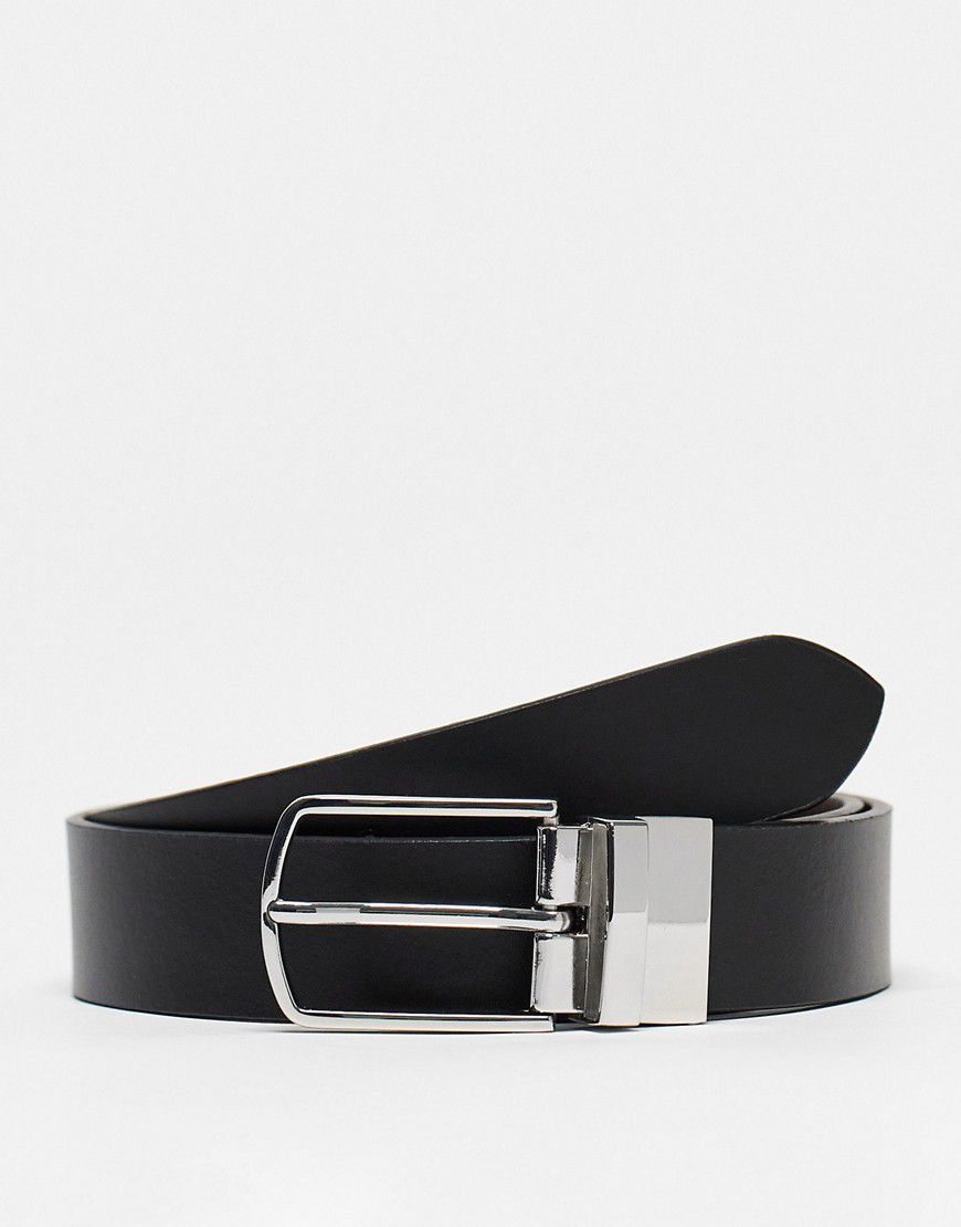 Cintura double-face in pelle elegante marrone e nera - ASOS DESIGN - Modalova