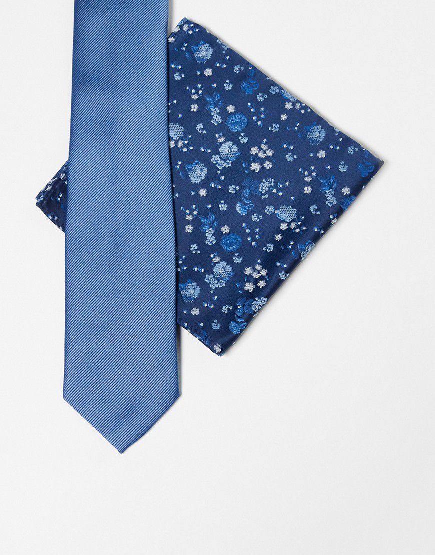 Cravatta sottile e fazzoletto da taschino a fiori - ASOS DESIGN - Modalova