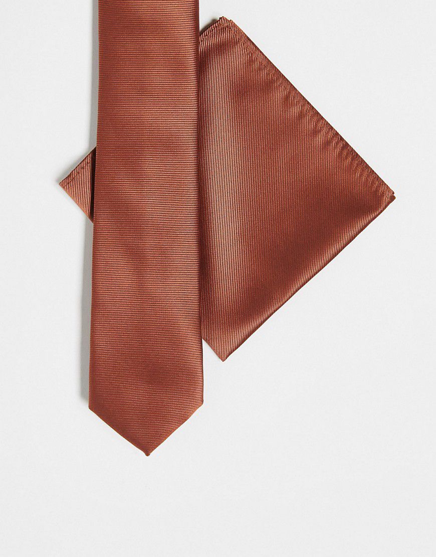 Cravatta standard e fazzoletto da taschino chiaro - ASOS DESIGN - Modalova