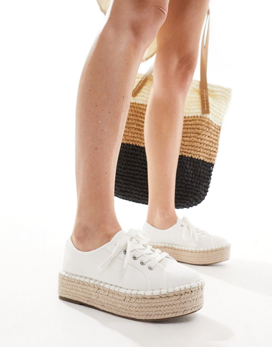 Jaden - Sneakers stile espadrilles in tela bianche con suola flatform - ASOS DESIGN - Modalova