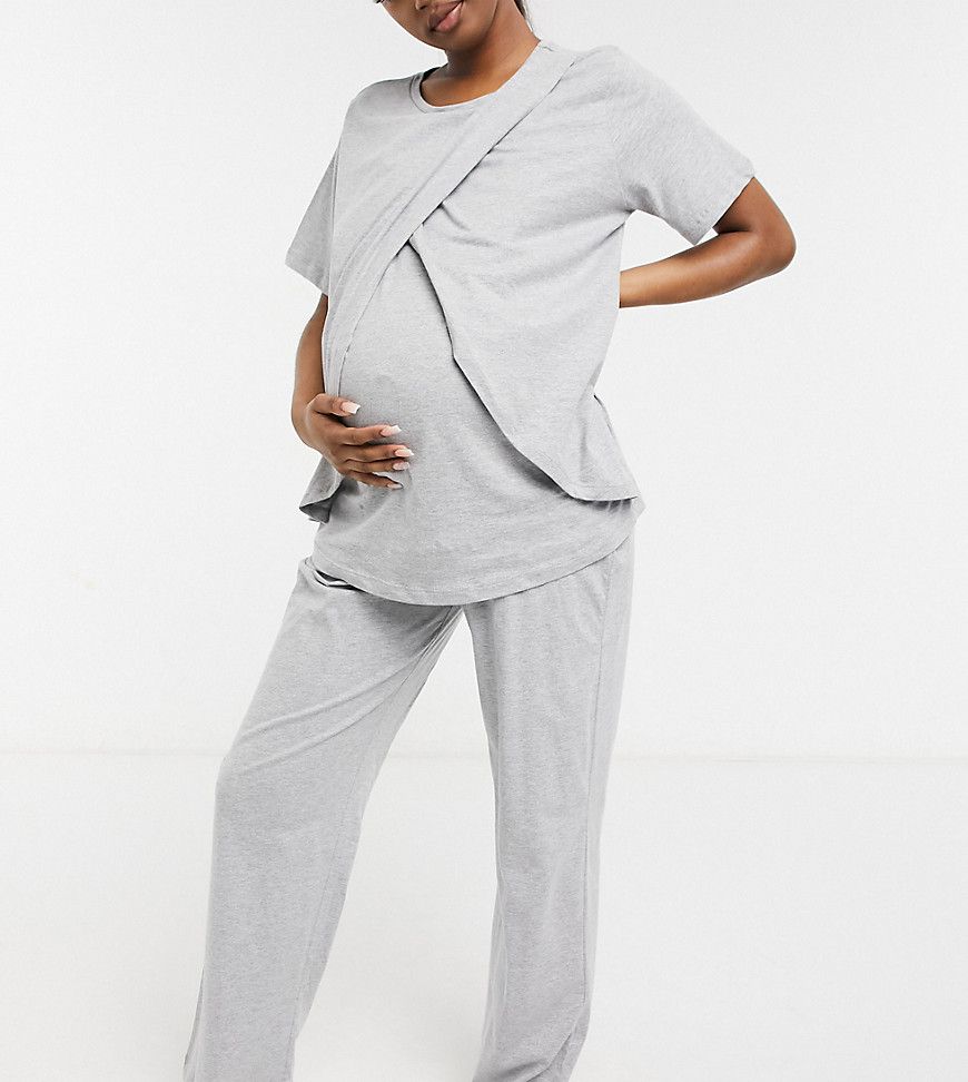 ASOS DESIGN Maternity - Pantaloni del pigiama dritti mix & match in jersey mélange - ASOS Maternity - Modalova