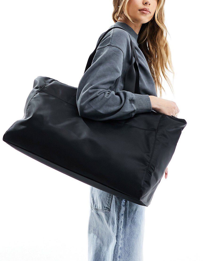 Maxi borsa nera con zip e manici intessuti - ASOS DESIGN - Modalova