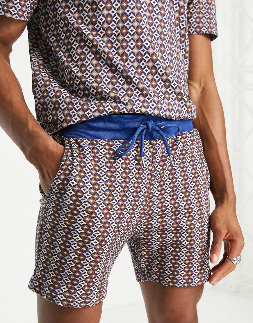 Pantaloncini oversize in jersey con stampa geometrica in coordinato - ASOS DESIGN - Modalova