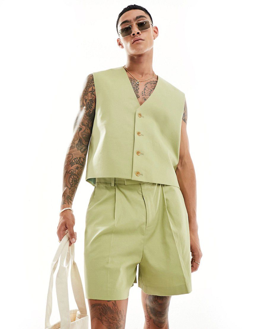 Pantaloncini ampi eleganti color salvia in coordinato - ASOS DESIGN - Modalova