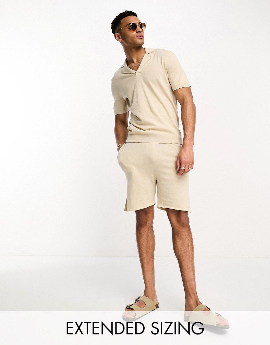 Pantaloncini leggeri in maglia di cotone color pietra in coordinato - ASOS DESIGN - Modalova
