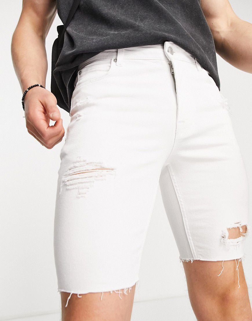 Pantaloncini super elasticizzati bianchi con strappi - ASOS DESIGN - Modalova