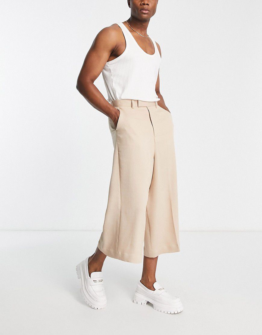 Pantaloni culotte super ampi eleganti color pietra plissé - ASOS DESIGN - Modalova