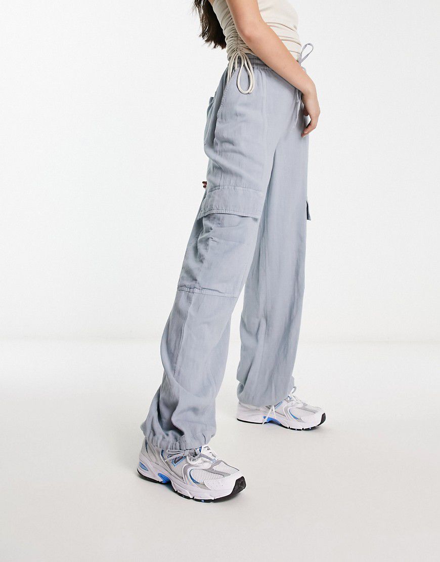 Pantaloni cargo blu in misto lino - ASOS DESIGN - Modalova