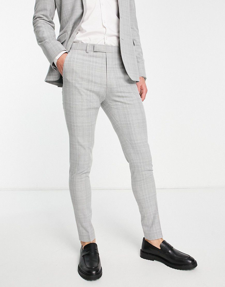 Pantaloni da abito super skinny grigi con tratteggio incrociato - ASOS DESIGN - Modalova