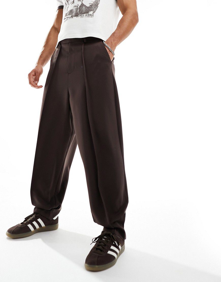 Pantaloni eleganti a cilindro marroni - ASOS DESIGN - Modalova
