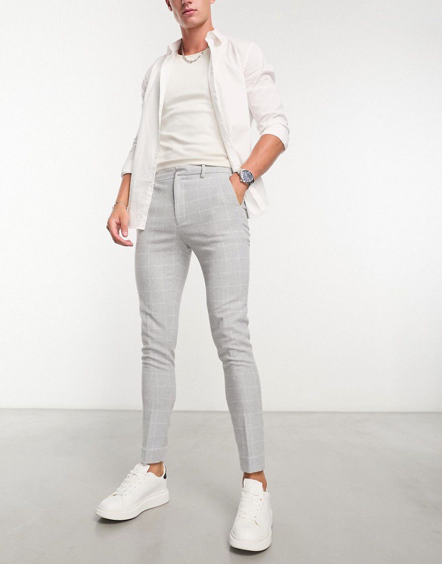 Pantaloni super skinny eleganti in misto lana a quadri larghi - ASOS DESIGN - Modalova